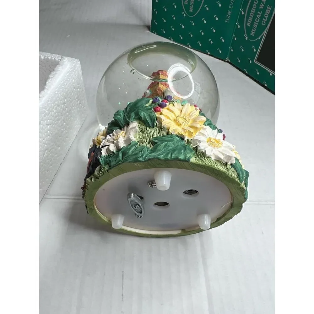 Vintage birdhouse musical water globe